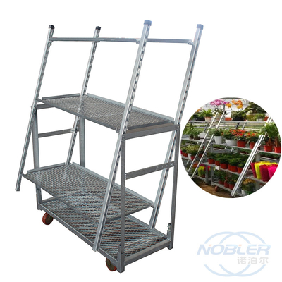 Deense Trolley 2 directionele rubberen wielen Push en Pull Type bloementrolley opvouwbaar