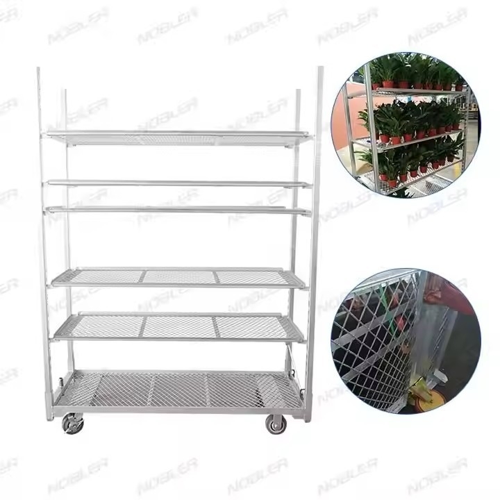 Zware galvaniseerde tuinbouw Deense trolleys Kassen Rollende kwekerij Transportopslag