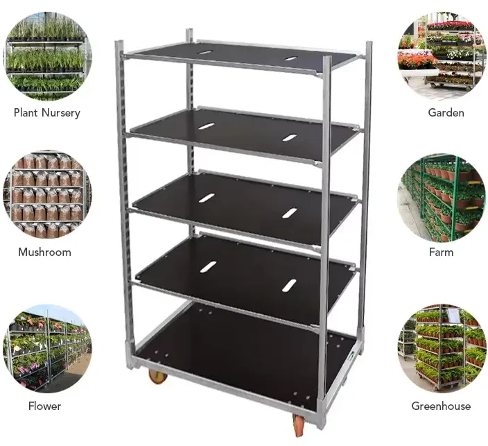 Poedergecoate Deense bloemenkarren voor landbouw, planten en oogst in kassen