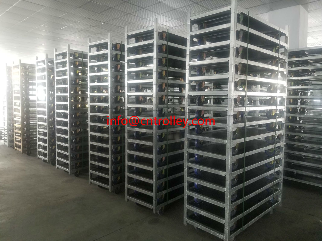 Thermisch verzinkte Deense bloemenkar met natuurlijke houten afwerking en 40KG per plank draagvermogen voor commerciële bloemenverwerking